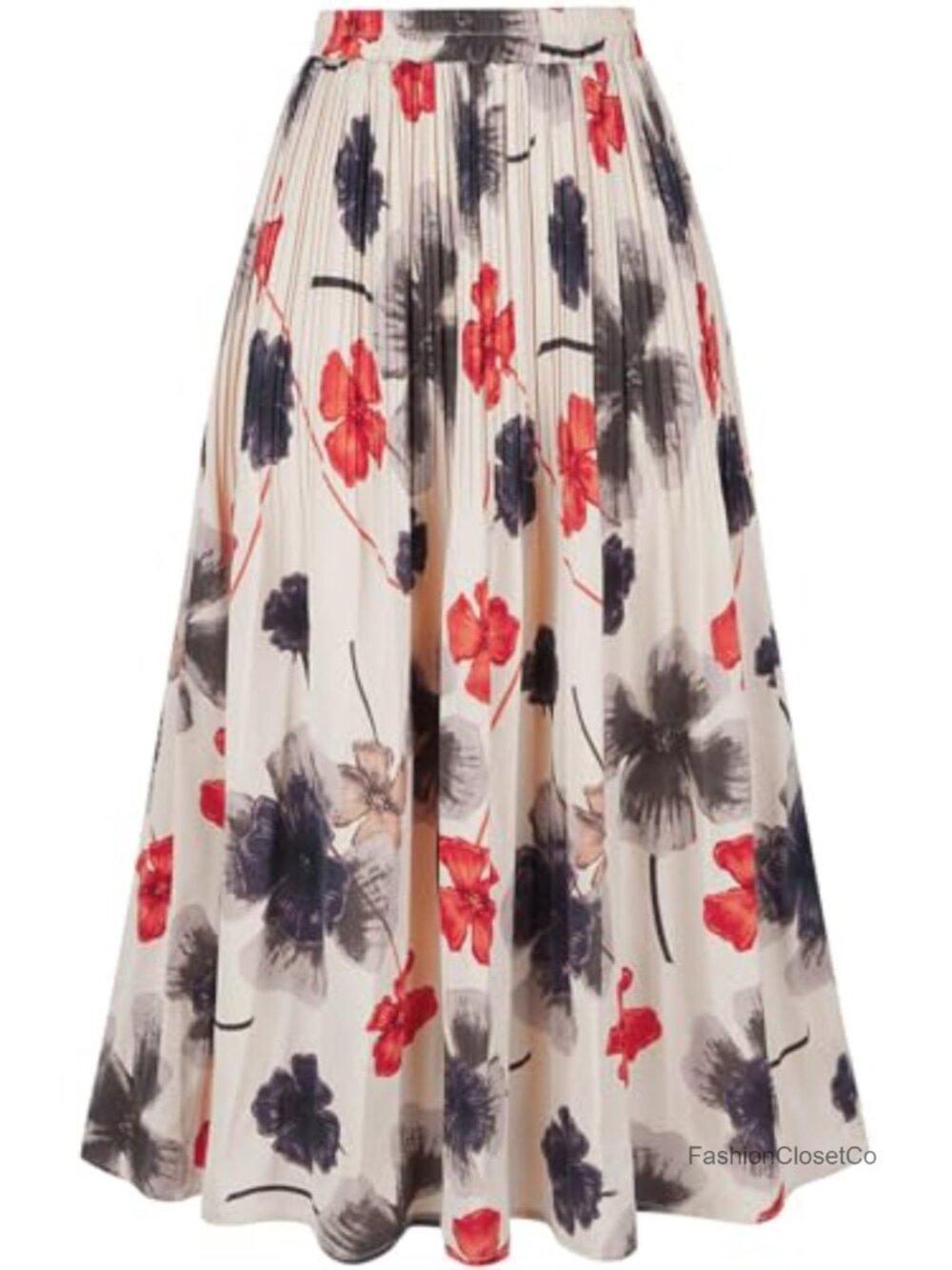 Women's Leopard Print Midi Pleated Skirt High Waisted A Line Chiffon